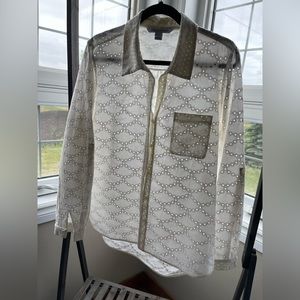 Diane vonFurstenberg ivory eyelet lace blouse.